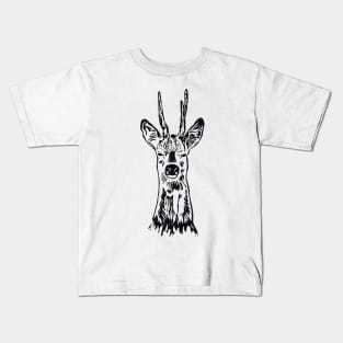 roebuck Rehbock roe Reh linoprint Linolschnitt Kids T-Shirt